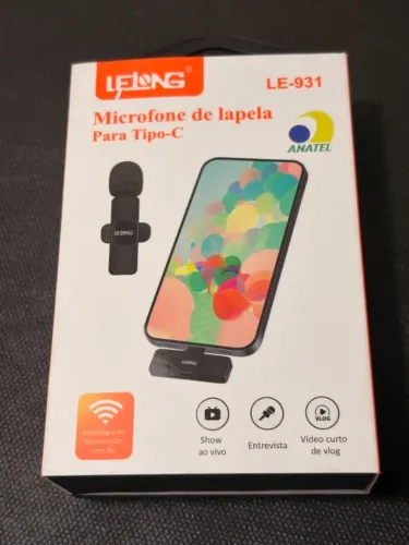 Microfone Lelong LE-931 Sem Fio Preto Tipo C