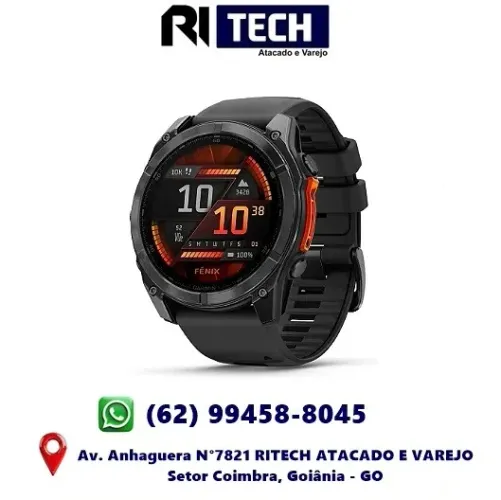 Relogio Garmin Fenix 8 GPS Amoled 51mm Pace Pro Métricas Treinos 