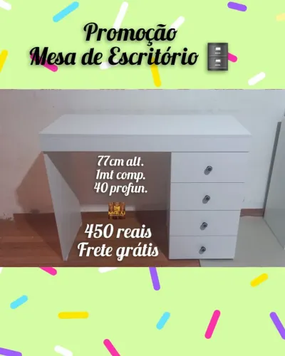Escrivaninha Branca com Gavetas e Frete Grátis!