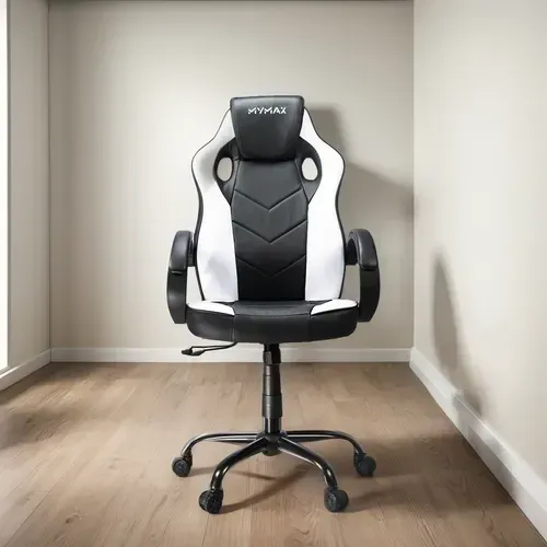 Cadeira Gamer Ergonômica Giratória - MX0 - Preto e Branca 
