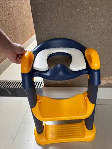 Troninho Infantil Assento Redutor Sanitário Escada Dobrável Azul USADO