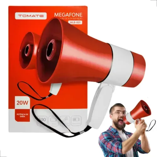 Megafone Portátil Recarregável Com Sirene Musical E Gravador