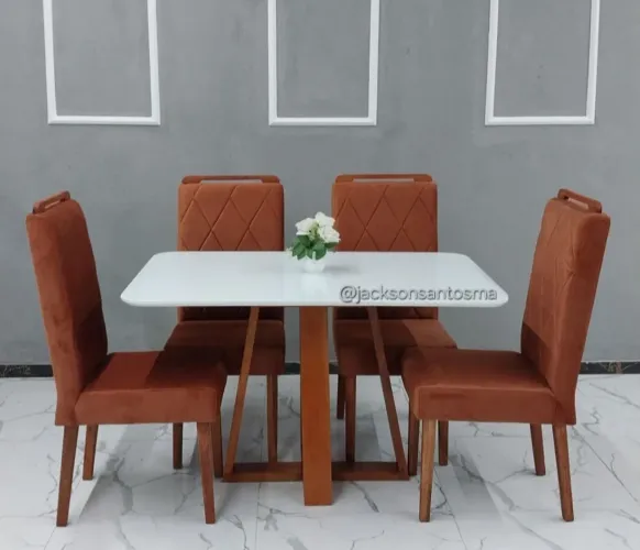 Mesa de Vidro Laqueado 1.20x80 com 4 Cadeira A.L.T.O P.A.D.R.Ã.O 