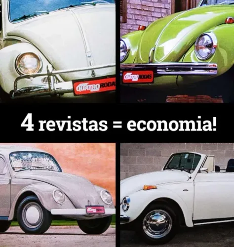 Fusca - Kit 4 revistas Quatro Rodas com histórias