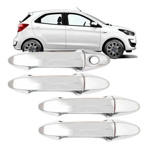 Jogo Aplique Capa Cromada Maçanetas Novo Ford Ka 2020