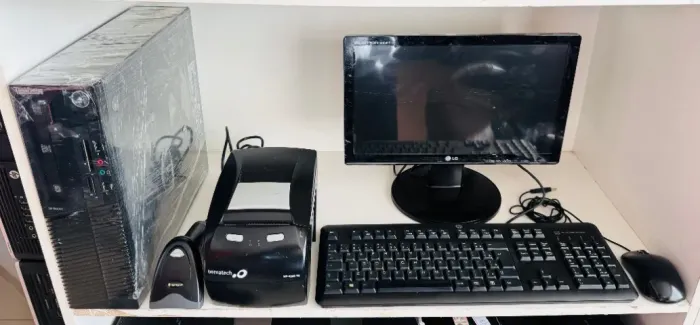 Computador completo Lenovo i5+ impressora cupom, + leitor código de barras