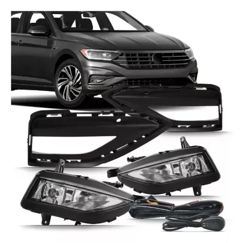 Kit Farol Milha Neblina Moldura Preta Jetta 2019 2020 2021