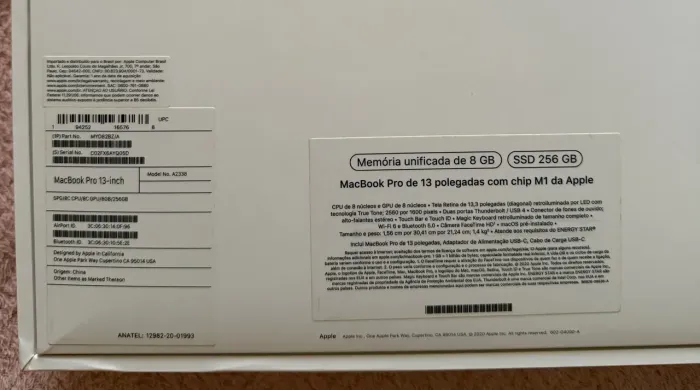 MacBook Pro M1, 8g, 256 Gb, bateria 92%. Tenho nota fiscal e caixa.R$ 3.600,00
