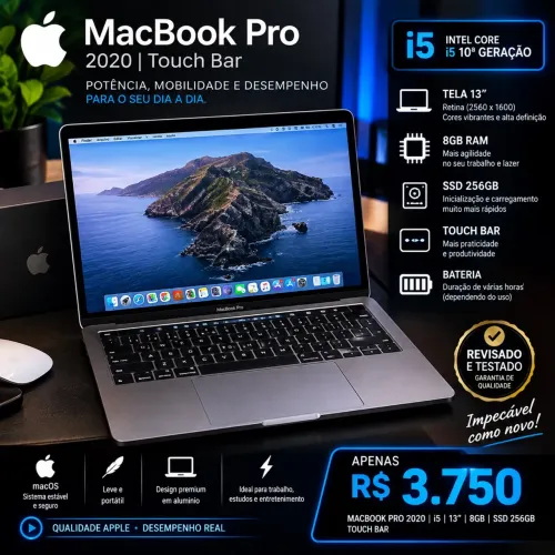 MacBook Pro Touch Bar 2020 impecável como novo aceito cartão recebo seu usado