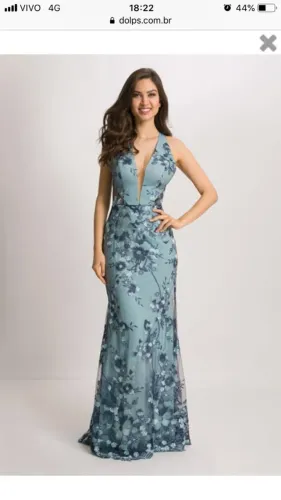 Vestido de Festa - Loja Dolps (Formatura / Madrinha) - Cor Azul Claro - Usado 1X