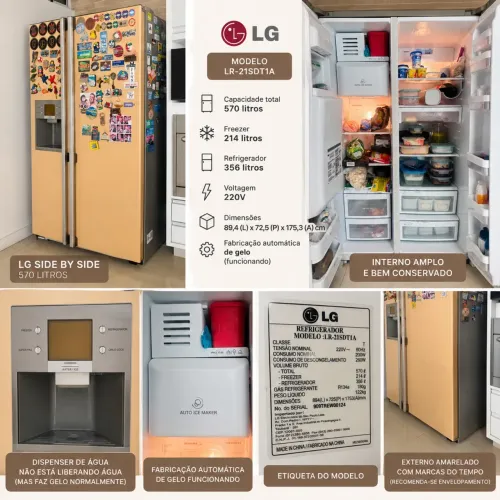 Geladeira LG Side by Side 570 Litros - 220V - Faz Gelo