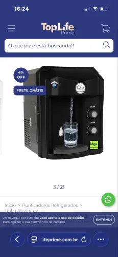 Purificador de água refrigerada Top Life refil magnésio