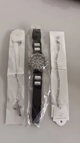 Kit relógio cordão pulseira