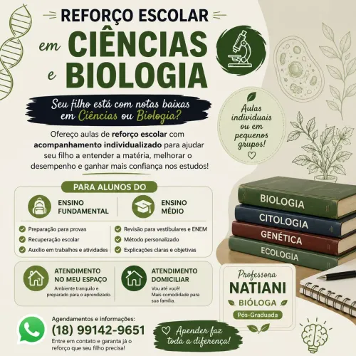 Aula de reforço ciências e biologia