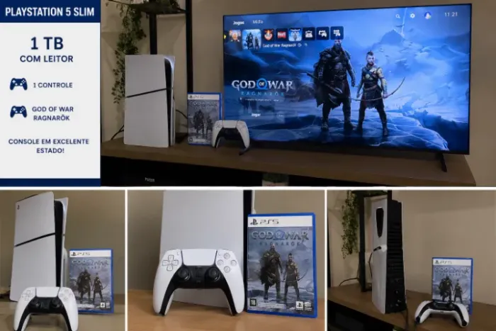 Console Playstation PS5 c/Drive Slim 1 TB c/ 1 Controle + God of War