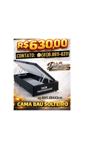 Cama box baú solteiro 88x188