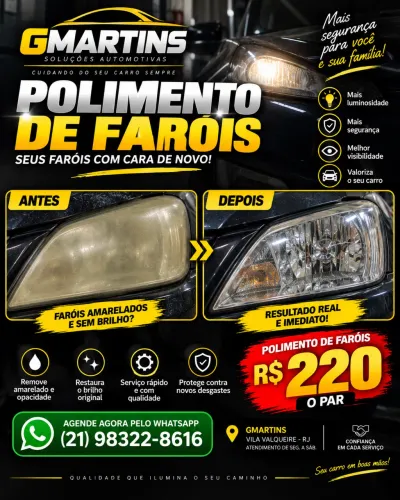 POLIMENTO DE FARÓIS ? R$ 220 O PAR