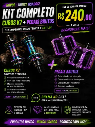 CUBO K7 BARULHENTO NOVO DIANTEIRO E TRASEIRO E PAR DE PEDAIS ABSOLUTE BRUTUS NA COR ROXA