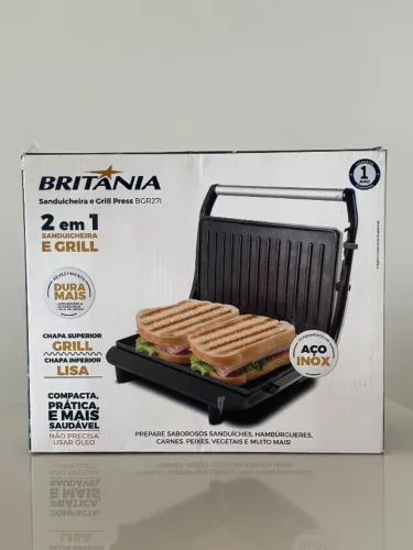 Sanduicheira e Grill Press Britânia BGR27I 2 em 1 - Nova na Caixa