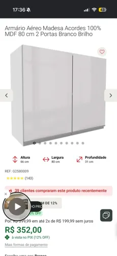 Armário aéreo madesa 80cm