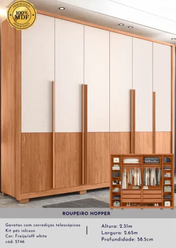 Guarda Roupa 6 portas MDF 