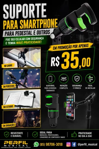 Suporte para smartphone para pedestal e outros