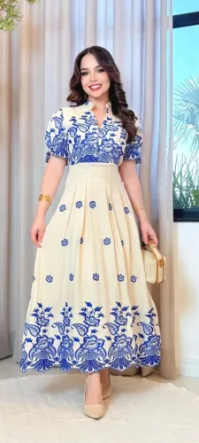 Vestido em lese bordado 3d 100% algodão