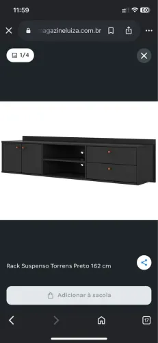 Rack Suspenso Torrens Preto 162 cm