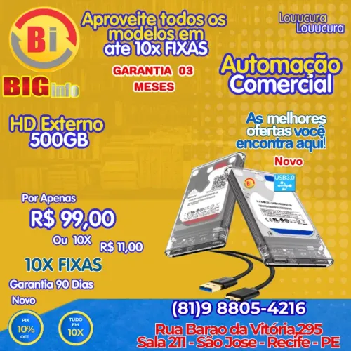  Hd Externo Portátil Slim 500gb + Cabo Usb 3.0 Ps4/Ps5/xbox/Will  Cor Preto - Em ate 10x 