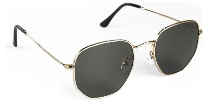 Oculos de Sol dourado harbor redondo aviador UV400 Saint Germain Black Gold redondo