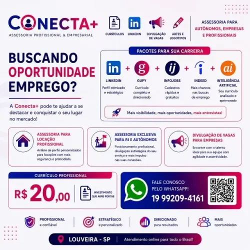 ? CONQUISTE SUA VAGA! CURRÍCULO + LINKEDIN + DIVULGAÇÃO DE VAGAS