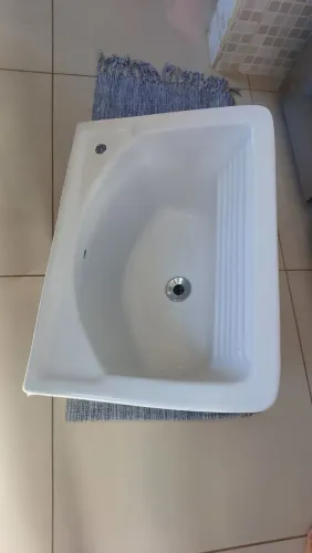 Tanque Branco Louça Celite 20L 53x38cm (novo) com ralo