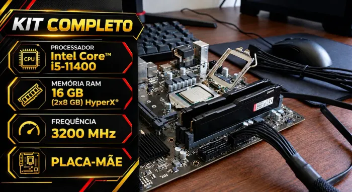 Kit Upgrade i5-11400 + 16GB HyperX 3200MHz + Placa-Mäe