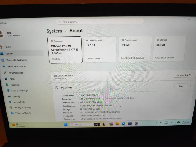 Notebook Dell Latitude 3420 i5 de 11ª Geração 16 GB DDR4 240 GB NVME