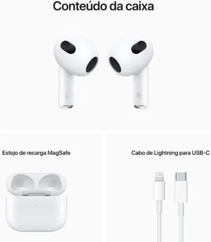Fone AirPods Pro 3 Estojo de Recarga Lightning - Linha Premium - Branco