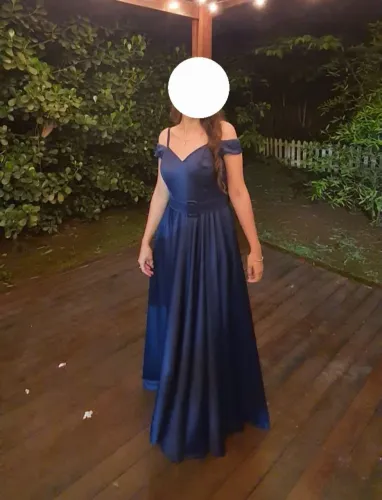 Vestido de festa azul marinho