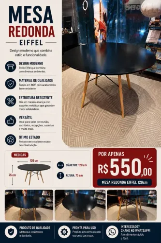 Mesa Redonda Eiffel - Semi nova
