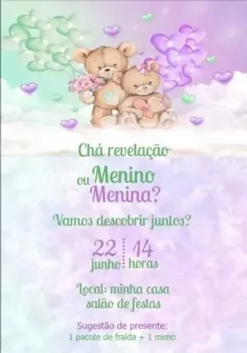 Convite digital Chá revelação 