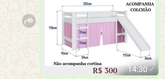 Cama infantil ,podendo ou não utilizar o escorregado.