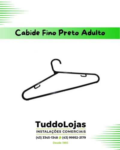 Cabide Fino Adulto Preto