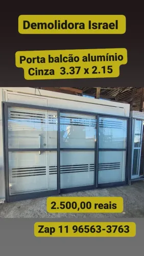 Porta balcão alumínio Cinza 