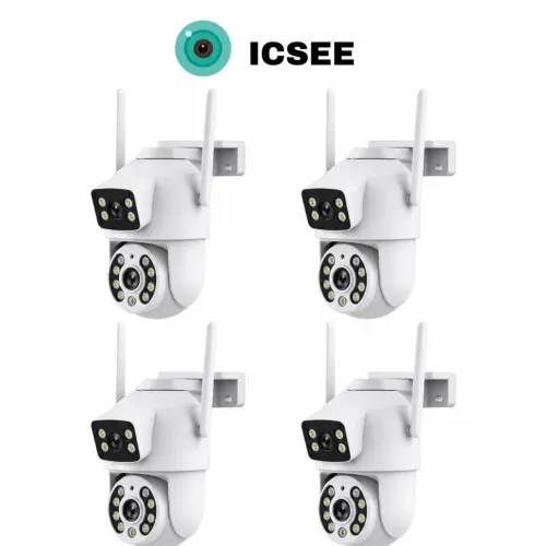 KIT4 Câmera De Segurança Lente Dupla IP66 Wi-Fi 360° Sensor Movimento Visão Noturna