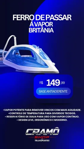Ferro de passar roupas.