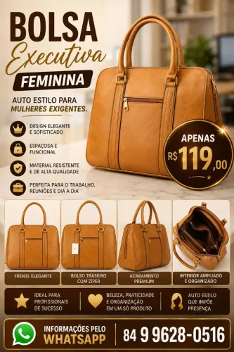 Bolsa executiva feminina em couro