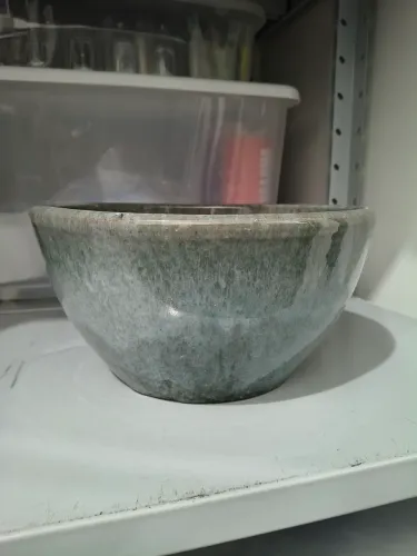 Vaso Bacia De Cerâmica Esmaltada Verde Com Efeito 25x15cm