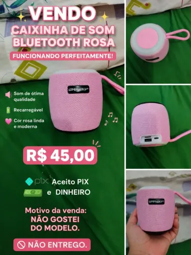 Caixinha de som rosa 