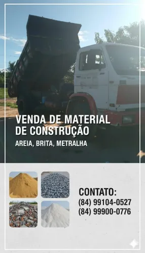 Areia grossa, média, e fina, britas e retirada de entulhos e metralhas 
