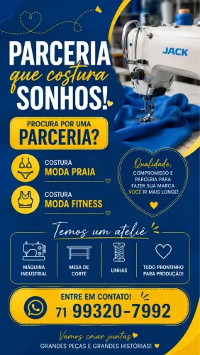 Costureira para parceria ateliê