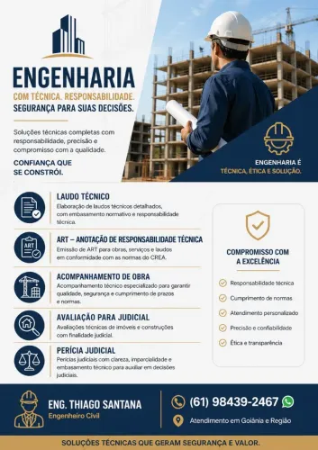 ENGENHEIRO CIVIL - LAUDOS, ART, PERÍCIA E ACOMPANHAMENTO DE OBRA