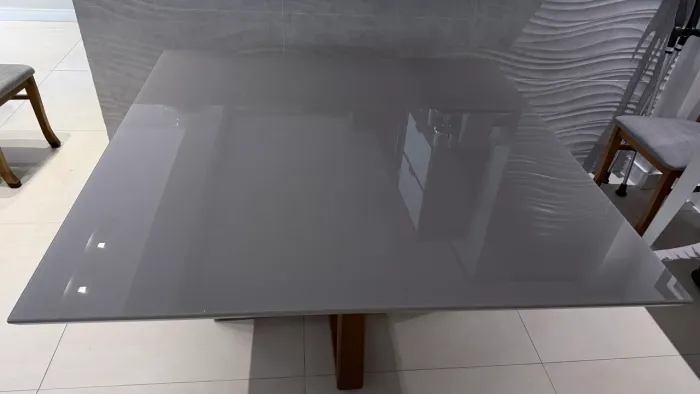 Tampão mesa MDF e vidro temperado 1,40x1,40m